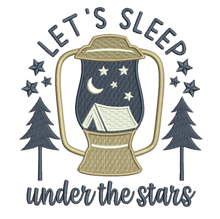 Let's Sleep Under The Stars Filled Machine Embroidery Design Digitized Pattern