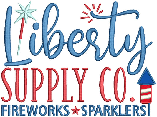 Liberty Supply Co. Fireworks Sparklers 4th Of July Patriotic Applique Machine Embroidery Design Digitized Pattern