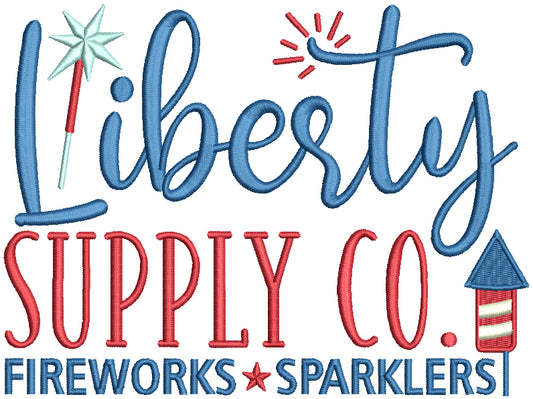 Liberty Supply Co. Fireworks Sparklers 4th Of July Patriotic Filled Machine Embroidery Design Digitized Pattern
