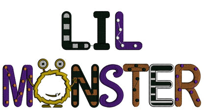 Lil Monster Applique Machine Embroidery Design Digitized Pattern