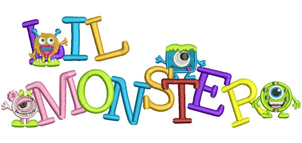 Lil Monsters Filled Machine Embroidery Digitized Design Pattern