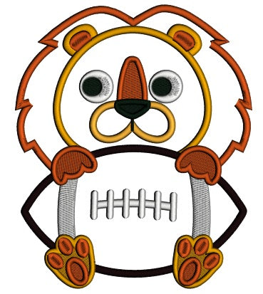 Lion With a Football Sports Applique Machine Embroidery Design Digitized Pattern