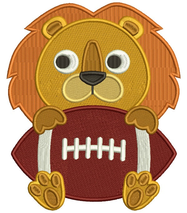 Lion With a Football Sports Filled Machine Embroidery Design Digitized Pattern