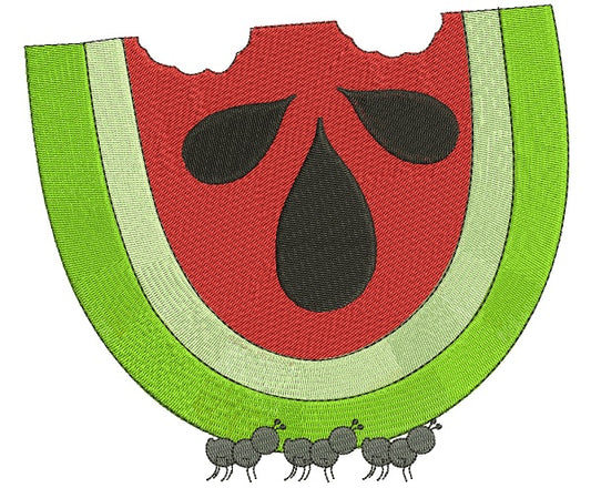 Little Ants Carrying Watermelon Filled Machine Embroidery Digitized Design Pattern