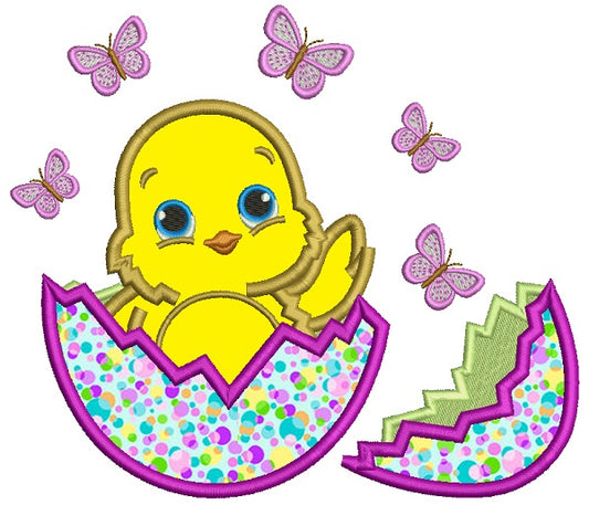 Little Baby Chick Hatching from the Egg Easter Applique Machine Embroidery Design Digitized Pattern