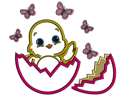 Little Baby Chick Hatching from the Egg Easter Applique Machine Embroidery Design Digitized Pattern