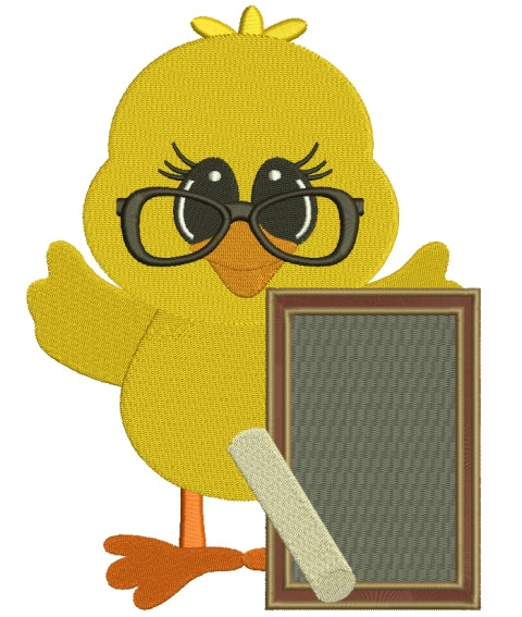 Little Baby Chick School Board Filled Machine Embroidery Digitized Design Pattern