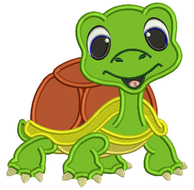 Little Baby Turtle Applique Machine Embroidery Design Digitized Pattern