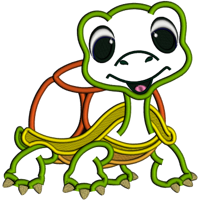 Little Baby Turtle Applique Machine Embroidery Design Digitized Pattern