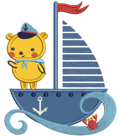 Little Bear Sailor Applique Machine Embroidery Design Digitized Pattern