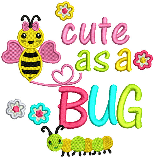 Little Bee Cute As a Bug Filled Machine Embroidery Design Digitized Pattern