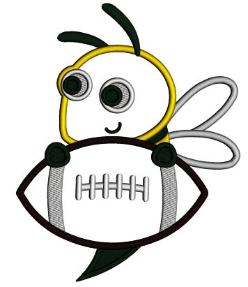 Little Bee With a Football Applique Machine Embroidery Design Digitized Pattern
