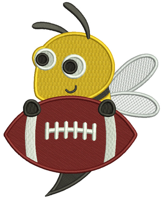 Little Bee With a Football Filled Machine Embroidery Design Digitized Pattern