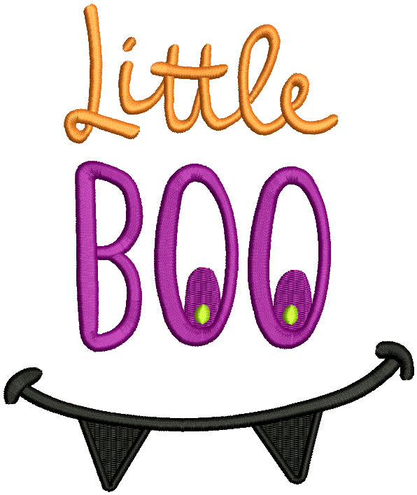Little Boo Halloween Filled Machine Embroidery Design Digitized Pattern