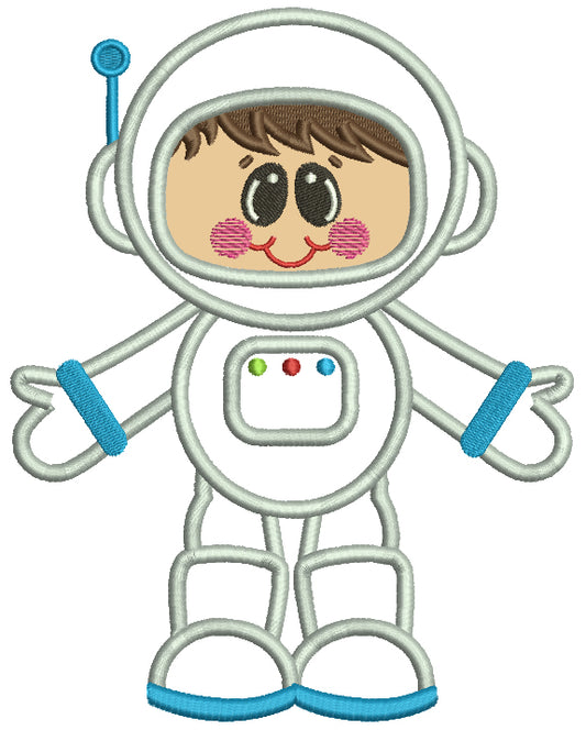 Little Boy Astronaut Applique Machine Embroidery Design Digitized Pattern