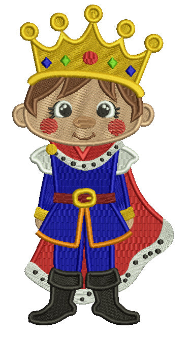 Little Boy King Filled Machine Embroidery Design Digitized Pattern