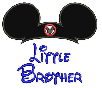 Little Brother Mickey Mouse Ears Applique Machine Embroidery Digitized Pattern- Instant Download - 4x4 ,5x7,6x10 -hoops
