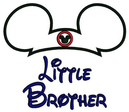 Little Brother Mickey Mouse Ears Applique Machine Embroidery Digitized Pattern- Instant Download - 4x4 ,5x7,6x10 -hoops