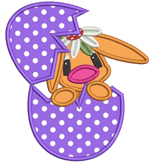 Little Bunny Hatching Out of Easter Egg Applique Machine Embroidery Design Digitized Pattern