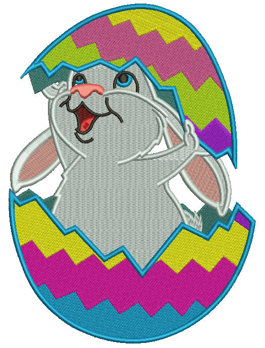 Little Bunny Inside an Easter Egg Filled Machine Embroidery Design Digitized Pattern