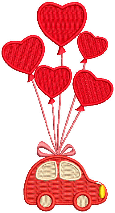 Little Car With Huge Balloons Filled Machine Embroidery Design Digitized Pattern