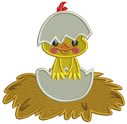 Little Chick Hatching From The Egg Easter Filled Machine Embroidery Design Digitized Pattern