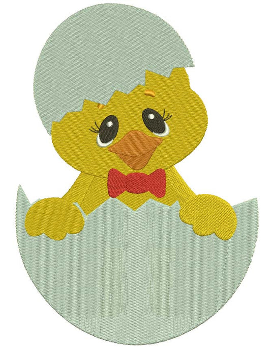 Little Chick Hatching From The Egg Filled Machine Embroidery Digitized Design Pattern