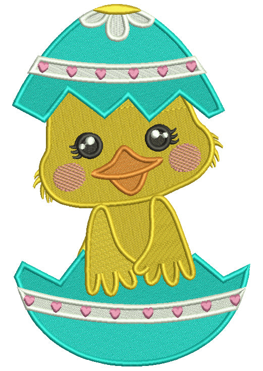 Little Chick Inside An Easter Eggs Filled Machine Embroidery Design Digitized Patterny