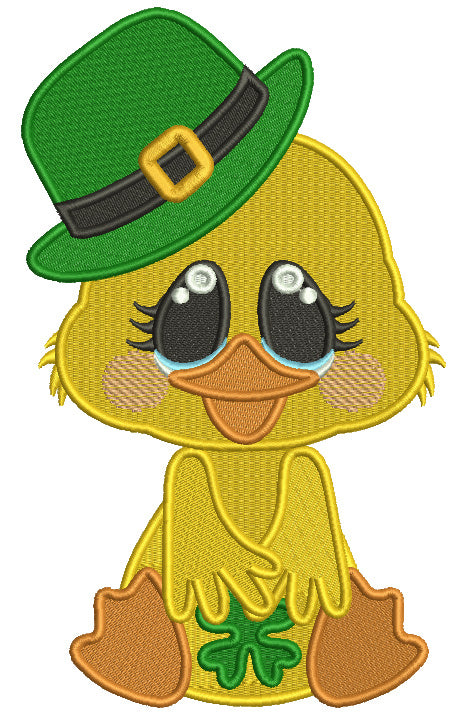Little Chick Wearing Cute Hat St.Patrick's Day Filled Machine Embroidery Design Digitized Pattern