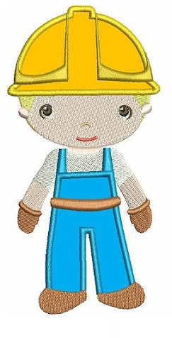 Little Construction Worker Machine Embroidery Applique Digitized Design Pattern - Instant Download - comes in 3 sizes 4x4 , 5x7,6x10 hoops