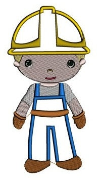 Little Construction Worker Machine Embroidery Applique Digitized Design Pattern - Instant Download - comes in 3 sizes 4x4 , 5x7,6x10 hoops