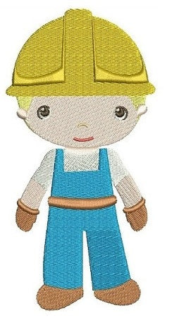 Little Construction Worker Machine Embroidery Digitized Design Filled Pattern - Instant Download - comes in 3 sizes 4x4 , 5x7,6x10 hoops