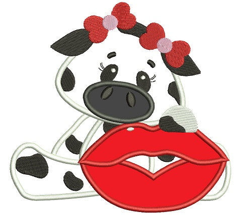 Little Cow with a BIg Smile Applique Machine Embroidery Digitized Design Pattern
