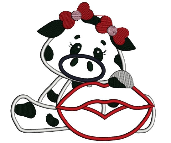 Little Cow with a BIg Smile Applique Machine Embroidery Digitized Design Pattern