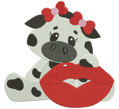 Little Cow with a BIg Smile Filled Machine Embroidery Digitized Design Pattern