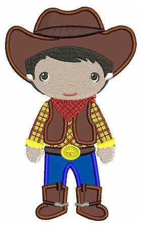 Little Cowboy Applique Western Machine Embroidery Digitized Design Pattern - Instant Download - 4x4 , 5x7, and 6x10 -hoops