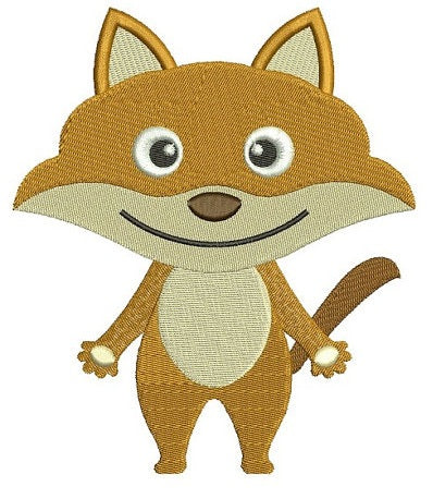 Little Fox Machine Embroidery Digitized filled design pattern - Instant Download -4x4 , 5x7, and 6x10 hoops