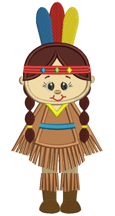 Little Girl Indian Applique Machine Embroidery Design Digitized Pattern