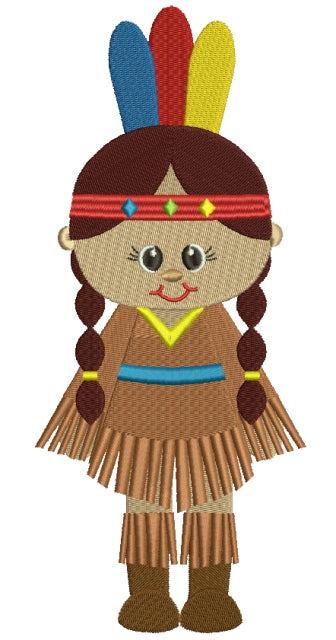 Little Girl Indian Filled Machine Embroidery Design Digitized Pattern