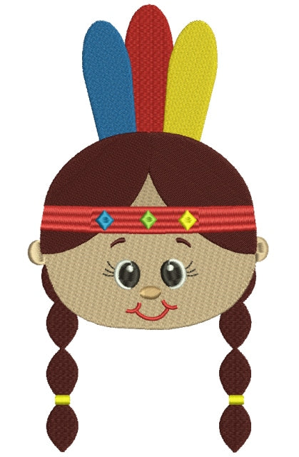 Little Girl Indian Head Filled Machine Embroidery Design Digitized Pattern