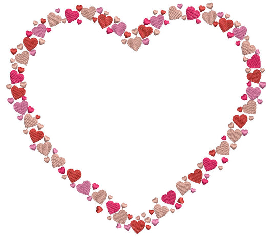 Little Hearts Shaped Into a Heart Valentine's Day Filled Machine Embroidery Design Digitized Pattern