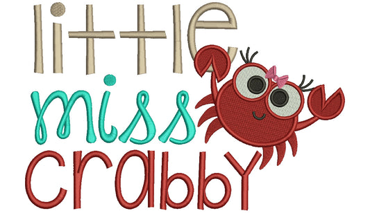 Little Miss Crabby Filled Machine Embroidery Design Digitized Pattern