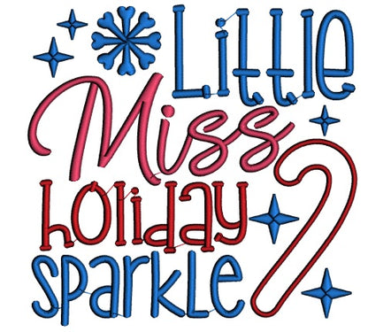 Little Miss Holiday Sparkle Christmas Applique Machine Embroidery Design Digitized Pattern