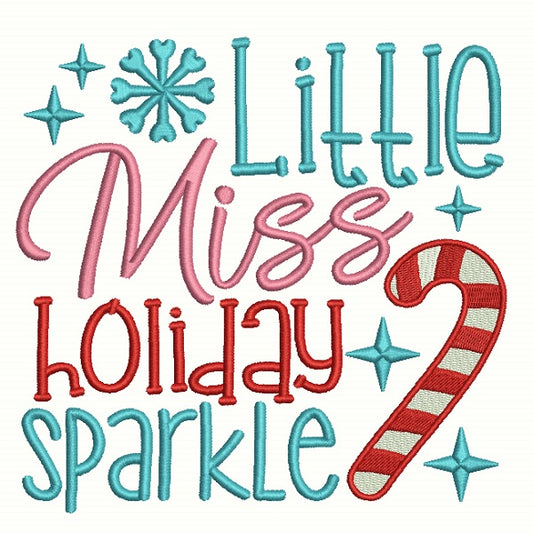 Little Miss Holiday Sparkle Christmas Filled Machine Embroidery Design Digitized Pattern