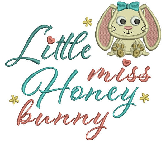 Little Miss Honey Bunny Easter Applique Machine Embroidery Design Digitized Pattern
