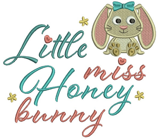 Little Miss Honey Bunny Easter Filled Machine Embroidery Design Digitized Pattern