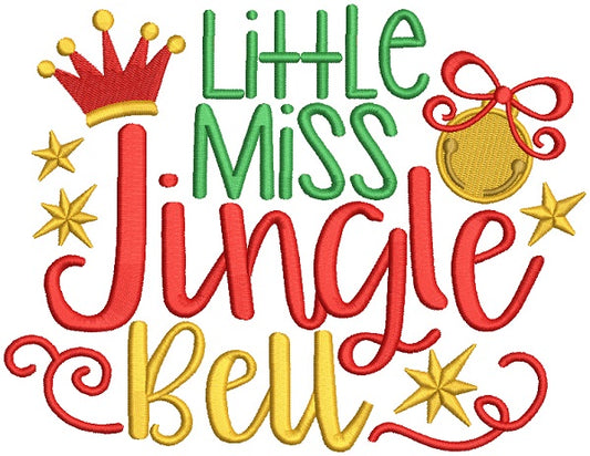 Little Miss Jingle Bell Christmas Filled Machine Embroidery Design Digitized Pattern