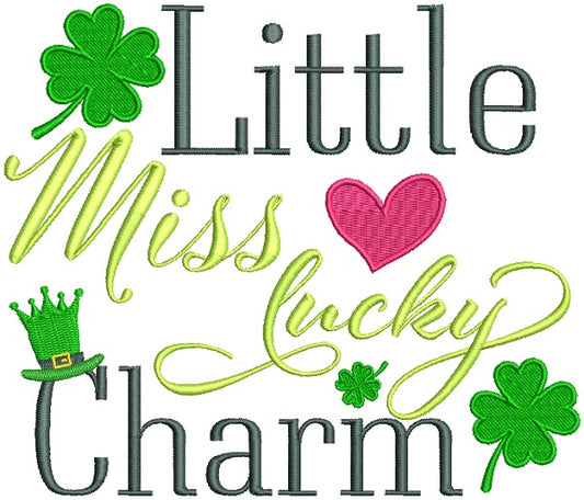 Little Miss Lucky Charm Filled St. Patrick's Day Machine Embroidery Design Digitized Pattern