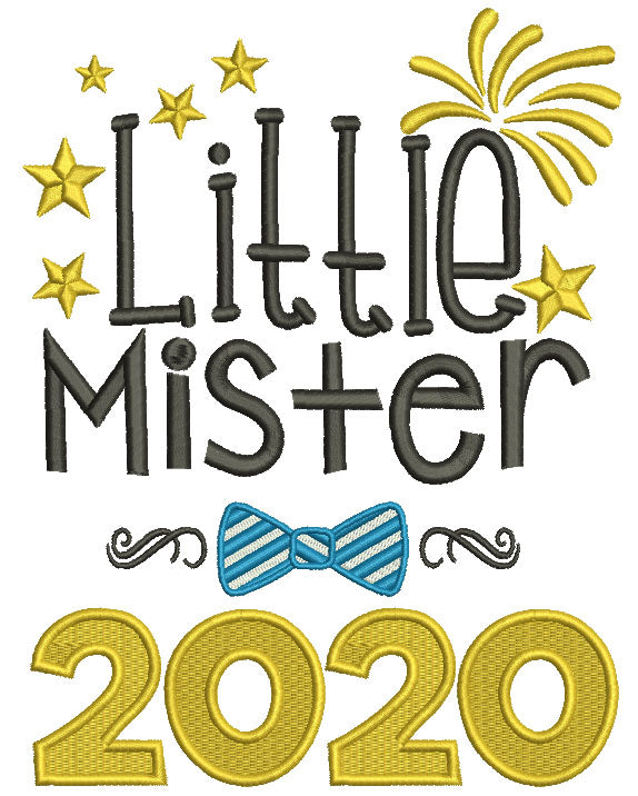 Little Mister 2000 New Year Filled Machine Embroidery Design Digitized Pattern