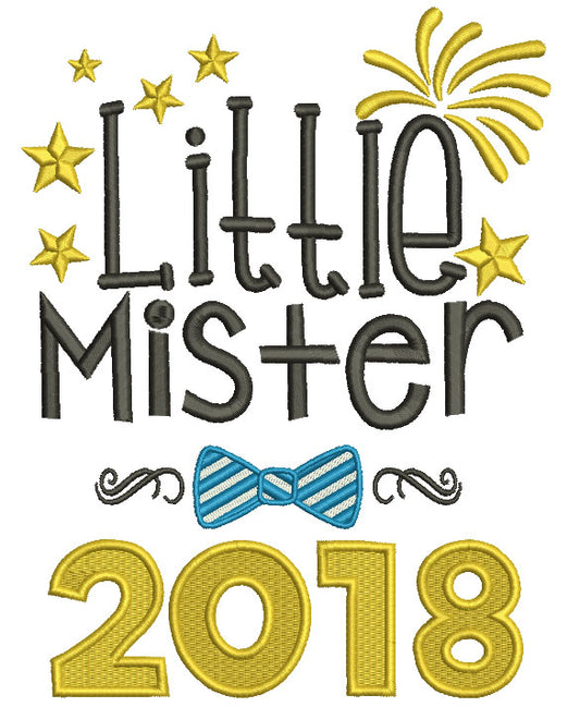 Little Mister 2018 New Year Filled Machine Embroidery Design Digitized Pattern